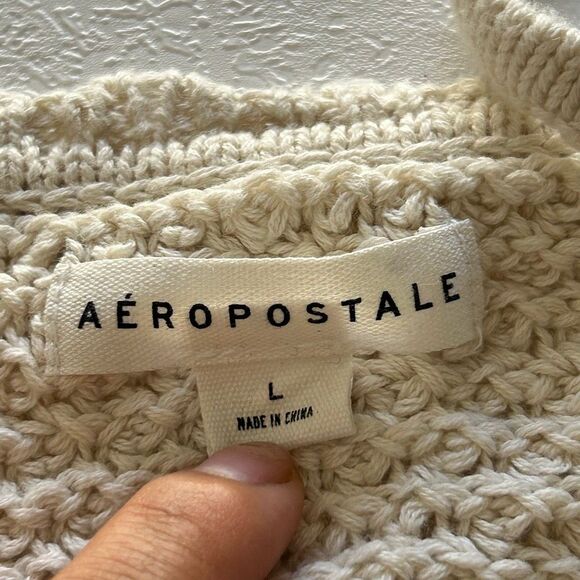 Aeropostale Knit Cropped Cami Tank Top Beige Textured Sleeveless Women’s Size L - Picture 3 of 7